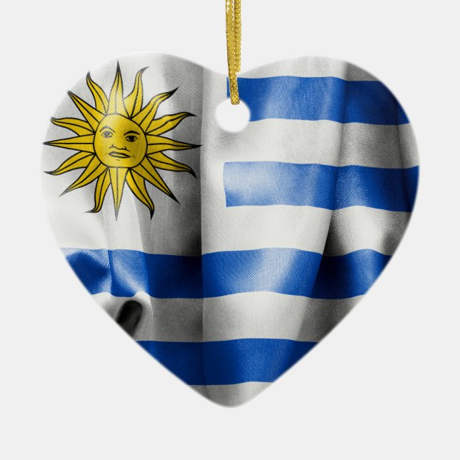 Enfeite em forma de coração com a bandeira do Urug (Frente)