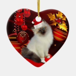 Enfeite Gato de Natal Com Chapéu de Papai Noel