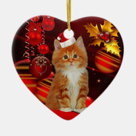 Enfeite Gato de Natal Com Chapéu de Papai Noel