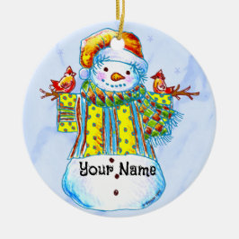 Enfeite Homem de Neve Pássaro