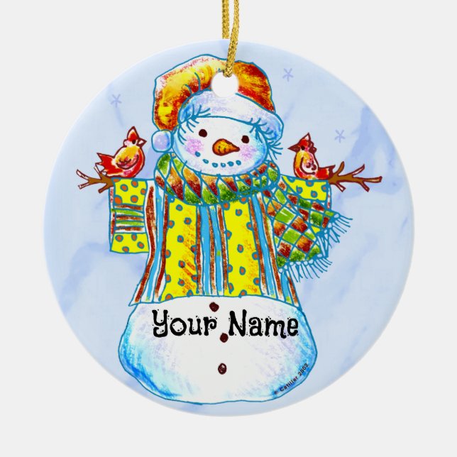 Enfeite Homem de Neve Pássaro (Frente)