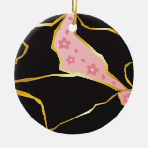 Enfeite Kintsugi com Acentos de Flor de Cerejeira