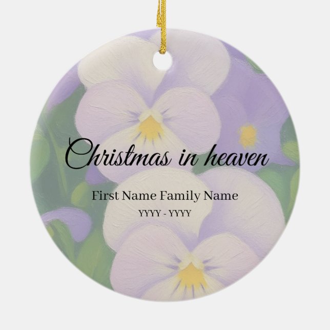 Enfeite memorial de Natal no céu Amor-perfeito (Traseira)