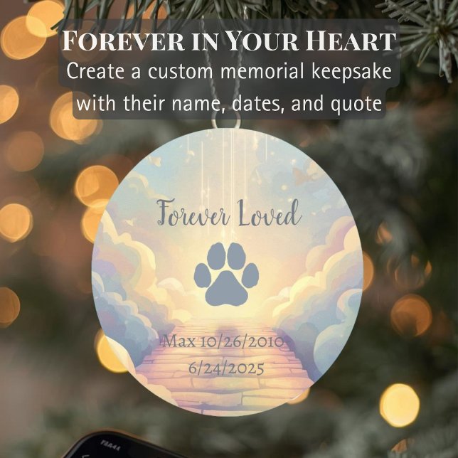 Enfeite Memorial Personalizado para Animais de Est (Personalized pet memorial ornament. Add a quote, name, and dates to honor your beloved pet.)
