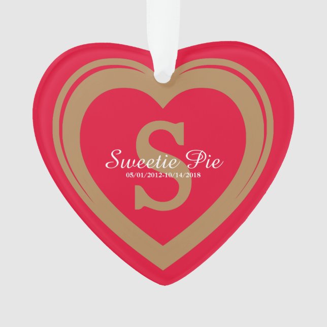 Enfeite Memorial Vermelho Para Sempre no Meu Coraç (Frente)