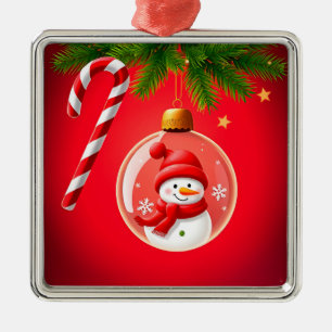 Enfeite Natalino Festivo com Boneco de Neve