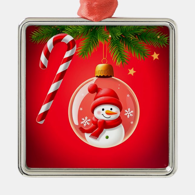 Enfeite Natalino Festivo com Boneco de Neve (Frente)