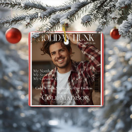Enfeite no estilo da capa da revista Holiday Hunk