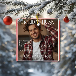 Enfeite no estilo da capa da revista Holiday Hunk