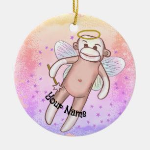 Enfeite Oval Anjo Macaco de Meia
