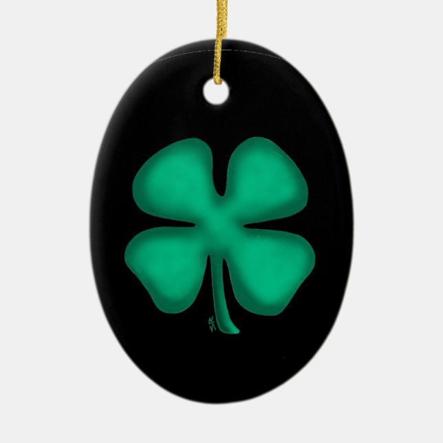 Enfeite oval de cerâmica Black Irish (Frente)
