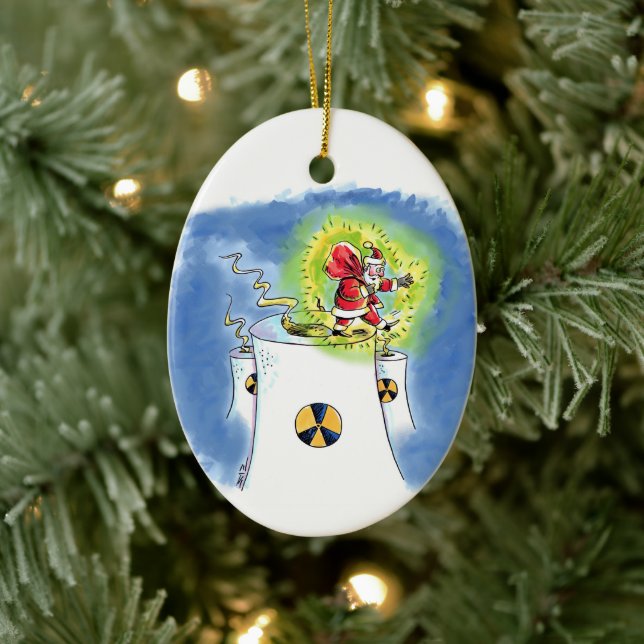 Enfeite oval de cerâmica do Papai Noel nuclearizad (Árvore)