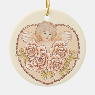 Enfeite personalizado Coração de Anjo Querubim