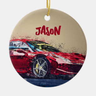 Enfeite Personalizado de Carro de Corrida Vermelho