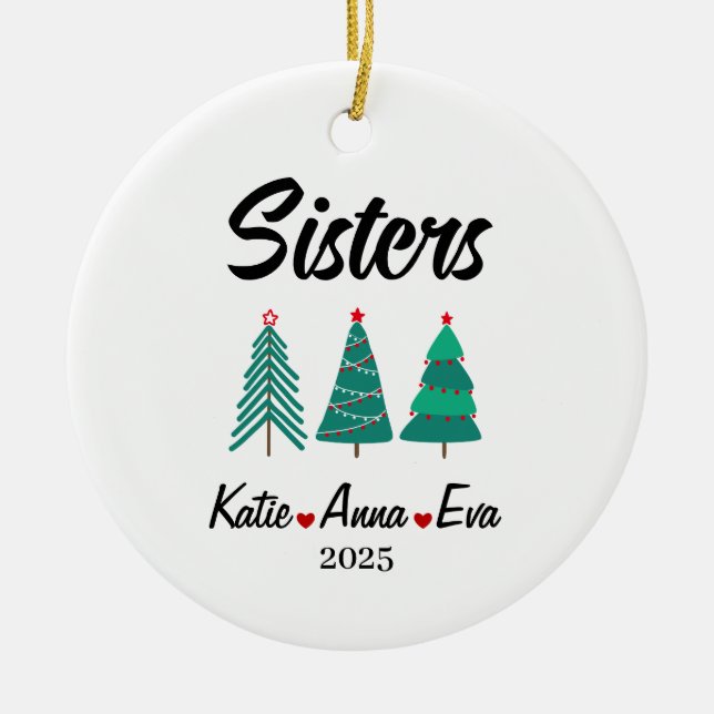 Enfeite Personalizado de Irmãs, Presente de Irmãs  (Frente)