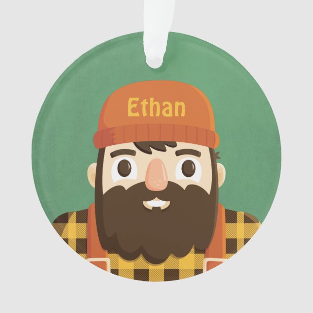 Enfeite Personalizado Menino com Barba de Lenhador (Frente)
