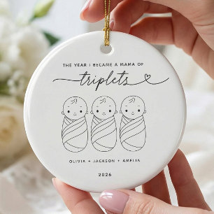 Enfeite Personalizado para Nova Mamãe de Trigêmeos