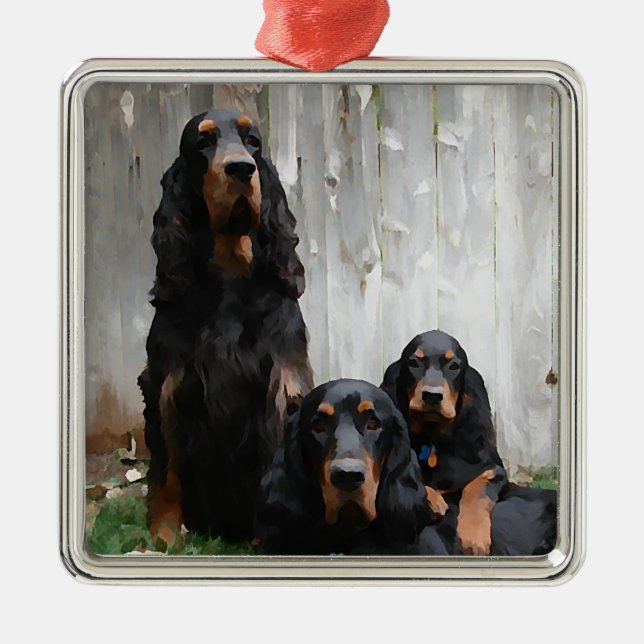 Enfeite Pintado de Gerações de Gordon Setter (Frente)