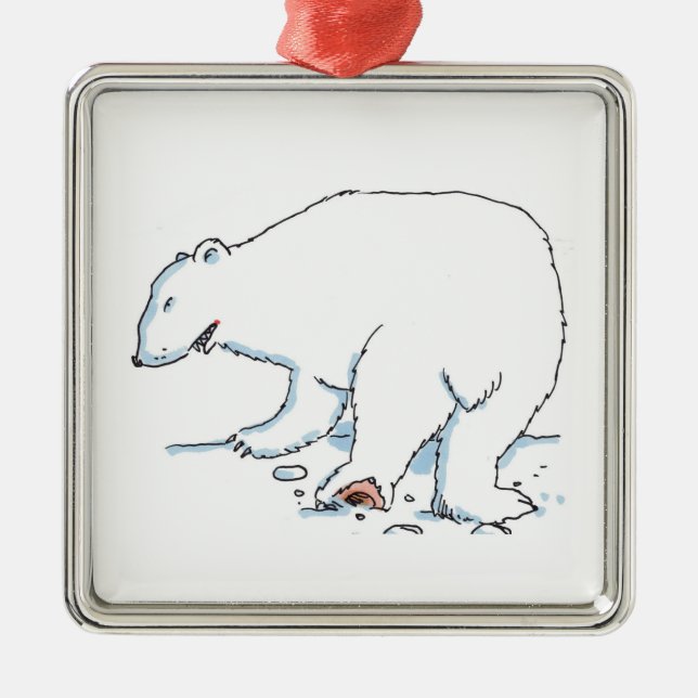Enfeite premium de urso polar em forma de quadrado (Frente)