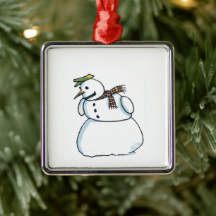 Enfeite quadrado premium de boneco de neve