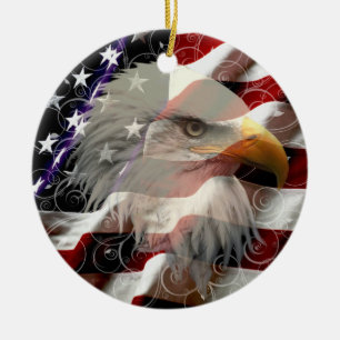 Enfeite Redondo de Bandeira da Águia Americana