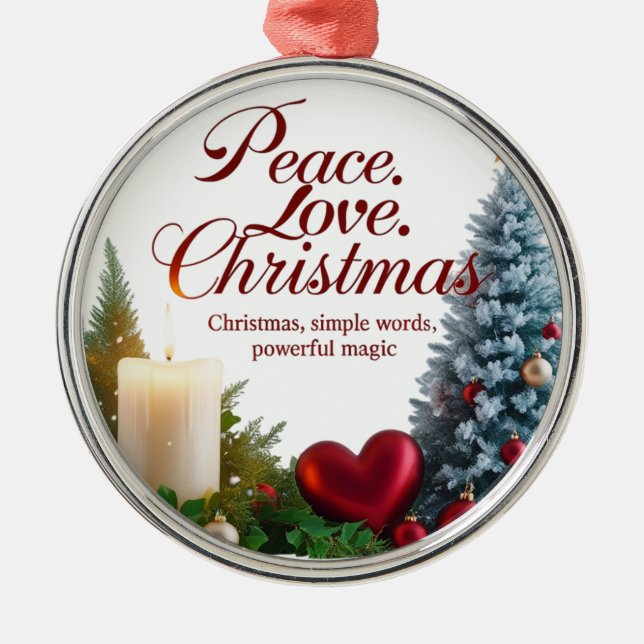 Enfeite Redondo Premium Paz Amor Natal  (Frente)