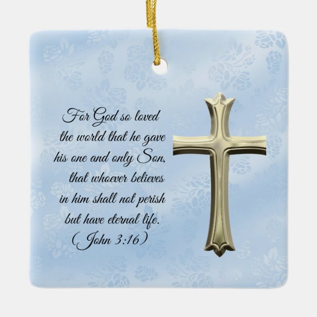 Enfeite Versículo Bíblico João 3:16 Religioso (Frente)