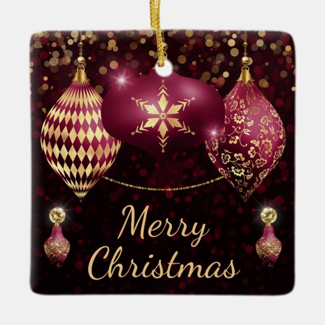 Enfeites Burgundy & Gold Feliz Natal (Frente)