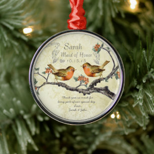 Enfeites Coral Rose Vintage Bird Dama de Honra