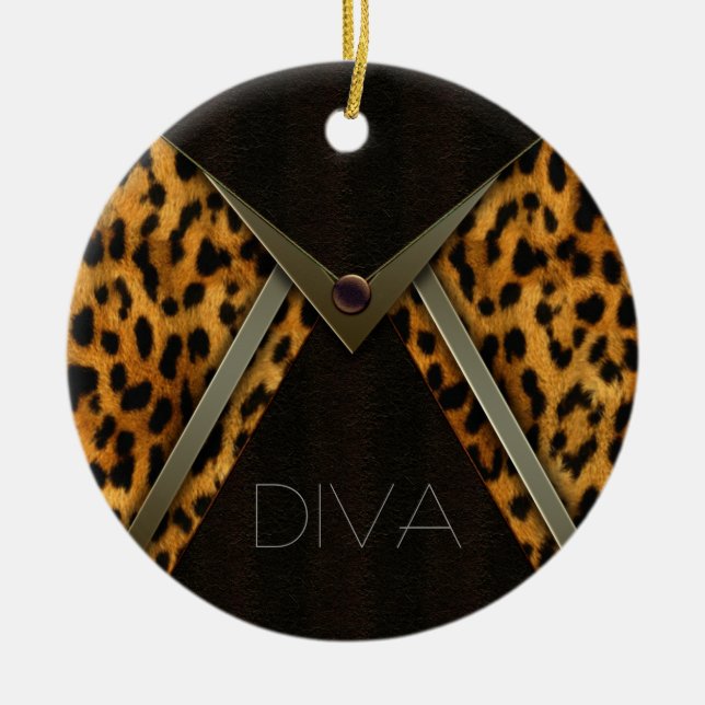 Enfeites de árvore de Natal Leopardo (Frente)