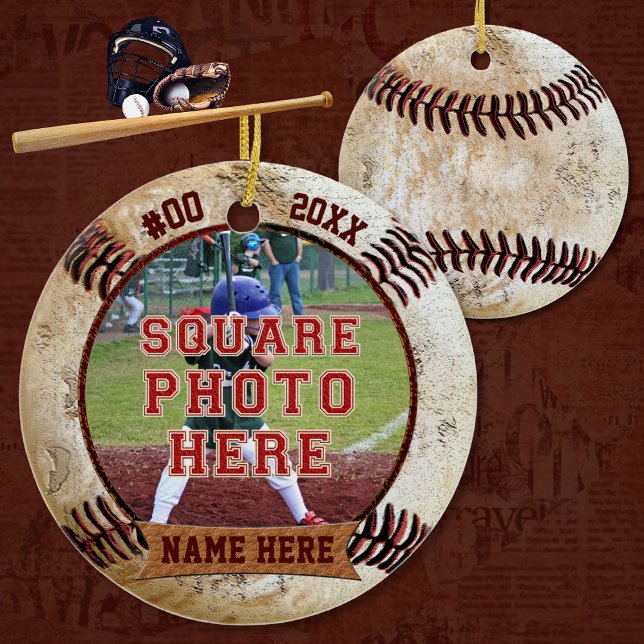 Enfeites de beisebol com FOTO personalizada NOME,  (Senior baseball gift ideas. Personalized gifts for baseball seniors. Baseball senior night ideas.)