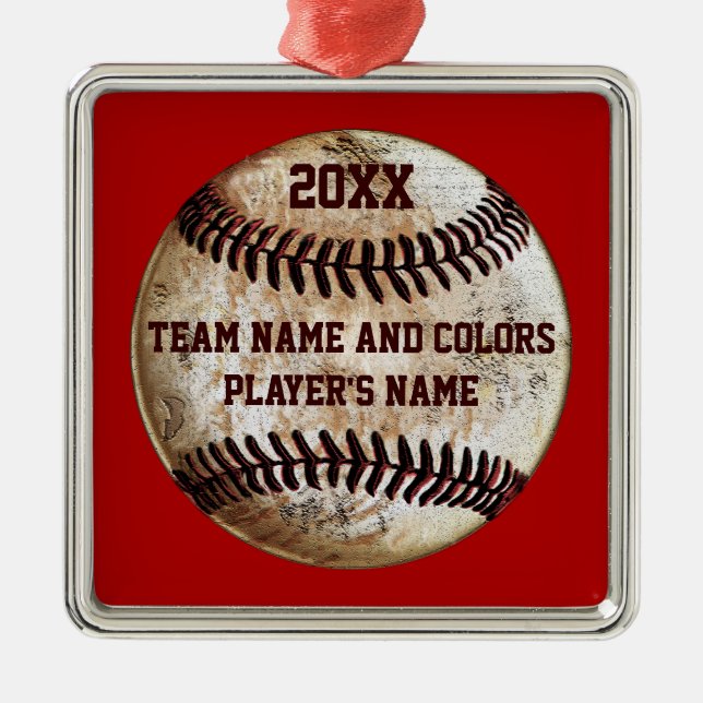 Enfeites de beisebol personalizados, suas cores, t (Frente)