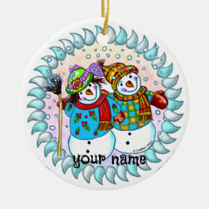 Enfeites de casal boneco de neve