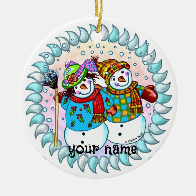 Enfeites de casal boneco de neve (Frente)