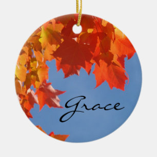 Enfeites de Férias Grace Folhas Laranjas Céu Azul
