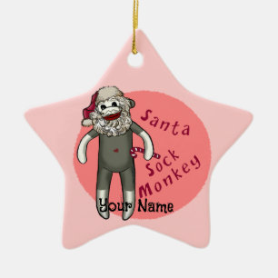 enfeites de macaco de meia do Papai Noel do Natal