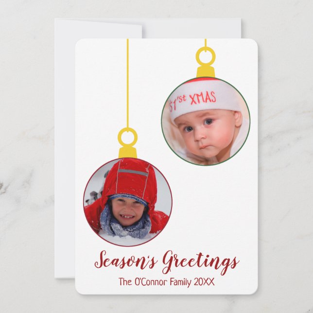 Enfeites de natal, 2 Cartão de Férias de Saída Fot (Frente)