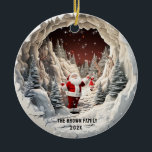 Enfeites de natal 3D Santa Claus<br><div class="desc">Enfeites de natal 3D Santa Claus com cores vermelha,  branca e verde. Duas linhas de texto personalizável para personalizar este ornamento.</div>