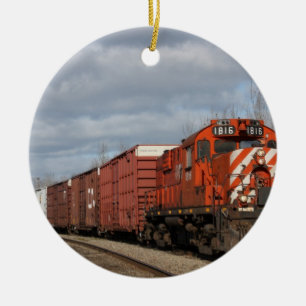 Enfeites de natal alaranjados do trem da carga