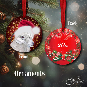 Enfeites de natal Angora Goat Santa Hat