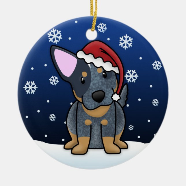 Enfeites de natal azuis de Heeler dos desenhos (Frente)