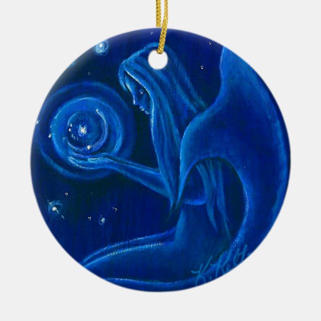 Enfeites de natal azuis do universo da sereia (Frente)
