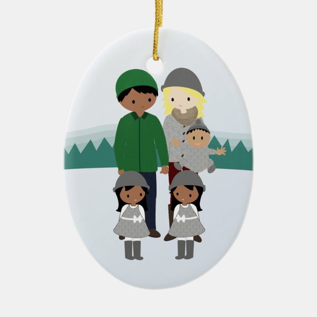 Enfeites de natal Bi-Raciais customizáveis da (Frente)