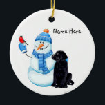 Enfeites de natal Black Lab Snowman<br><div class="desc">Enfeites de natal Black Lab Snowman - Ornamento Personalizado</div>