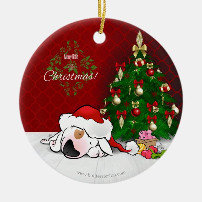 Enfeites de natal bonitos de bull terrier dos (Frente)