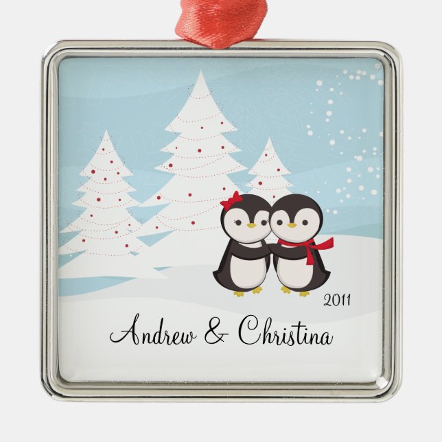 Enfeites de natal bonitos do amor do casal do (Frente)