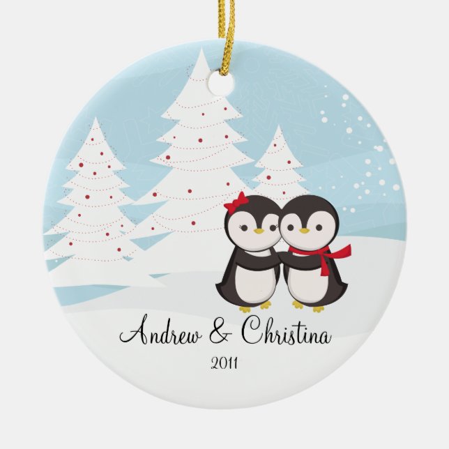 Enfeites de natal bonitos do amor do casal do (Frente)