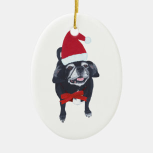 Enfeites de natal bonitos do cão do Pug do papai