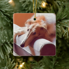 Enfeites de natal Borzoi ouro