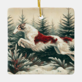 Enfeites de natal Borzoi saltando